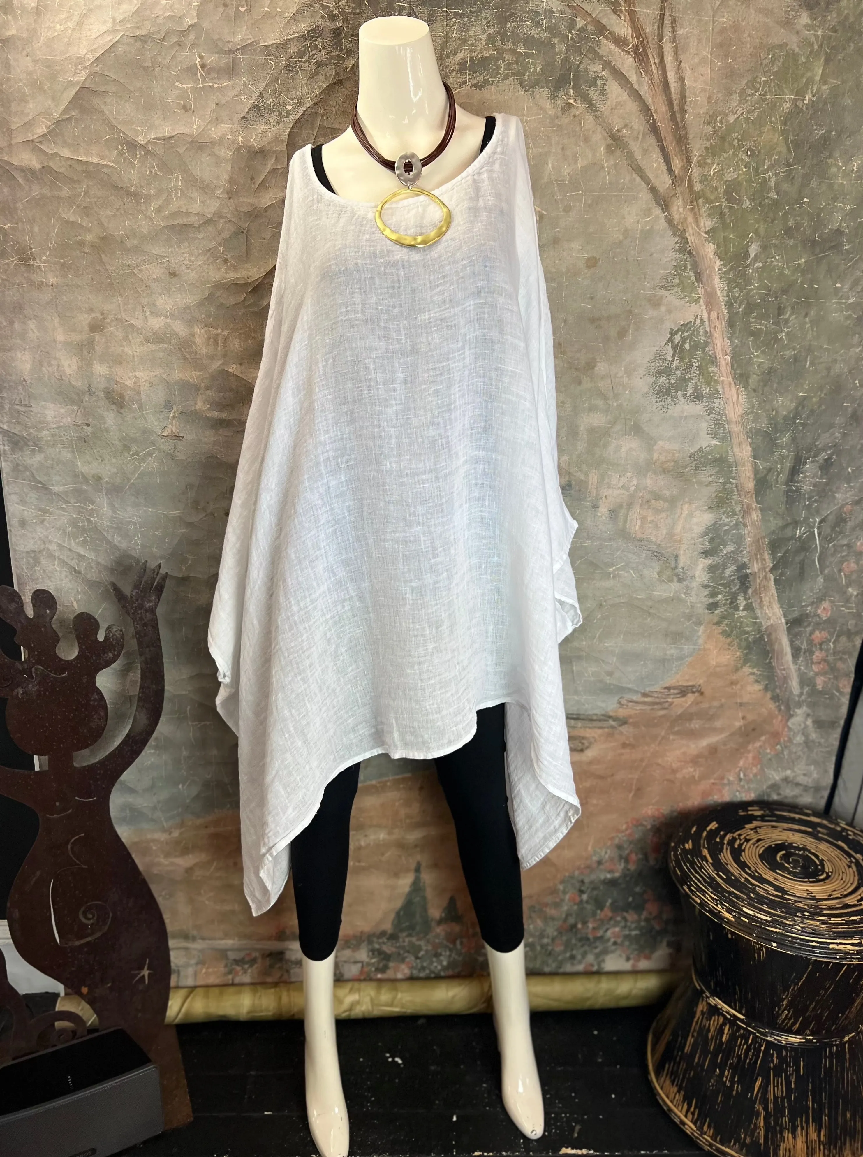 001IAV Oversized Gauze Tunic Top-White