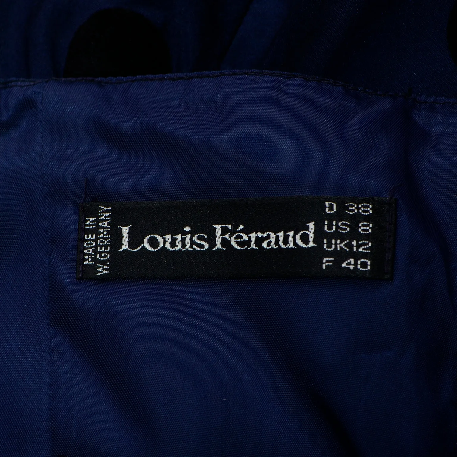 1980s Louis Feraud Blue Polka Dot Strapless Silk Evening Dress