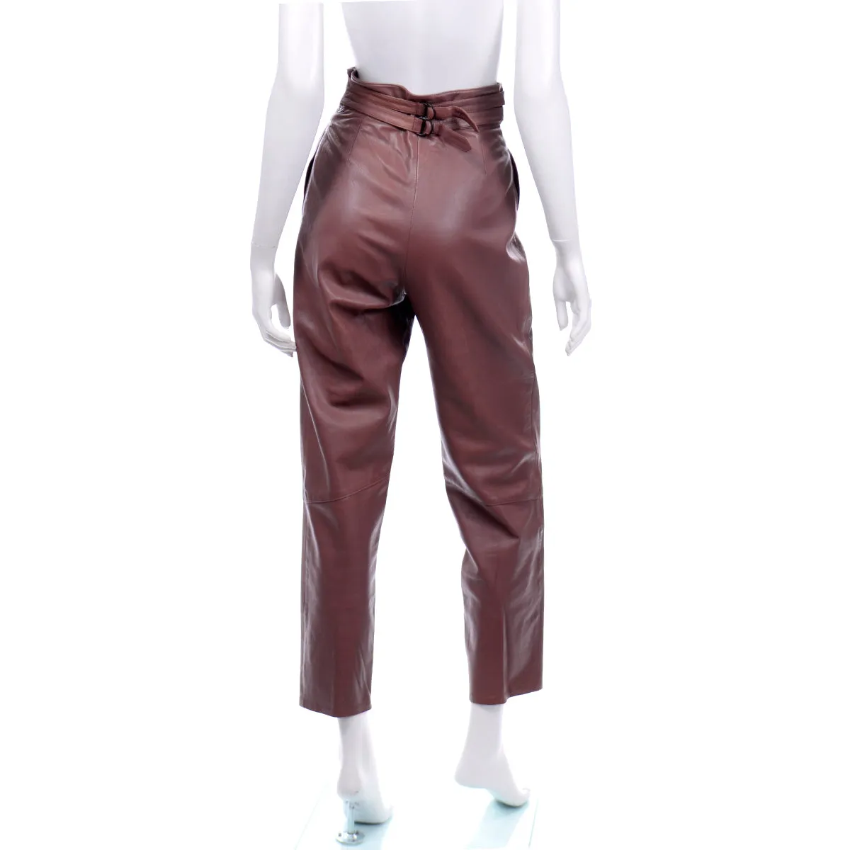 1980s Mauve Leather High Waisted Pants