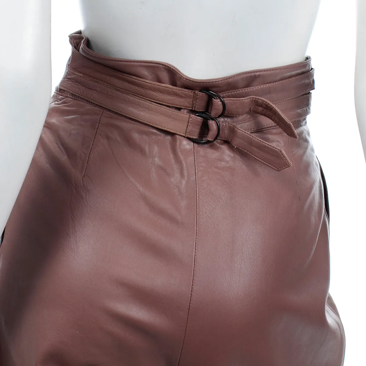 1980s Mauve Leather High Waisted Pants