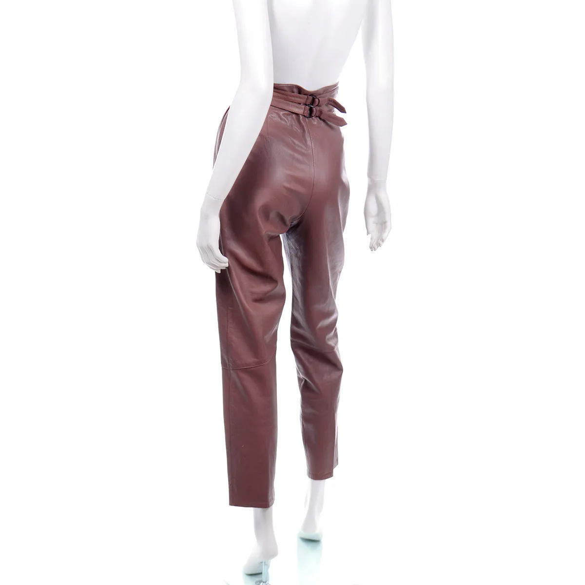 1980s Mauve Leather High Waisted Pants