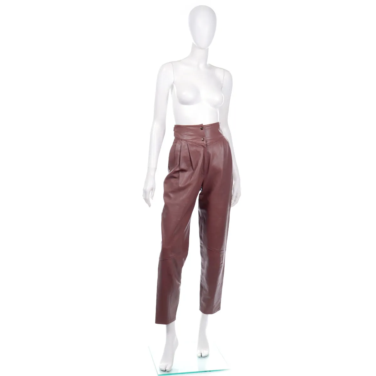 1980s Mauve Leather High Waisted Pants