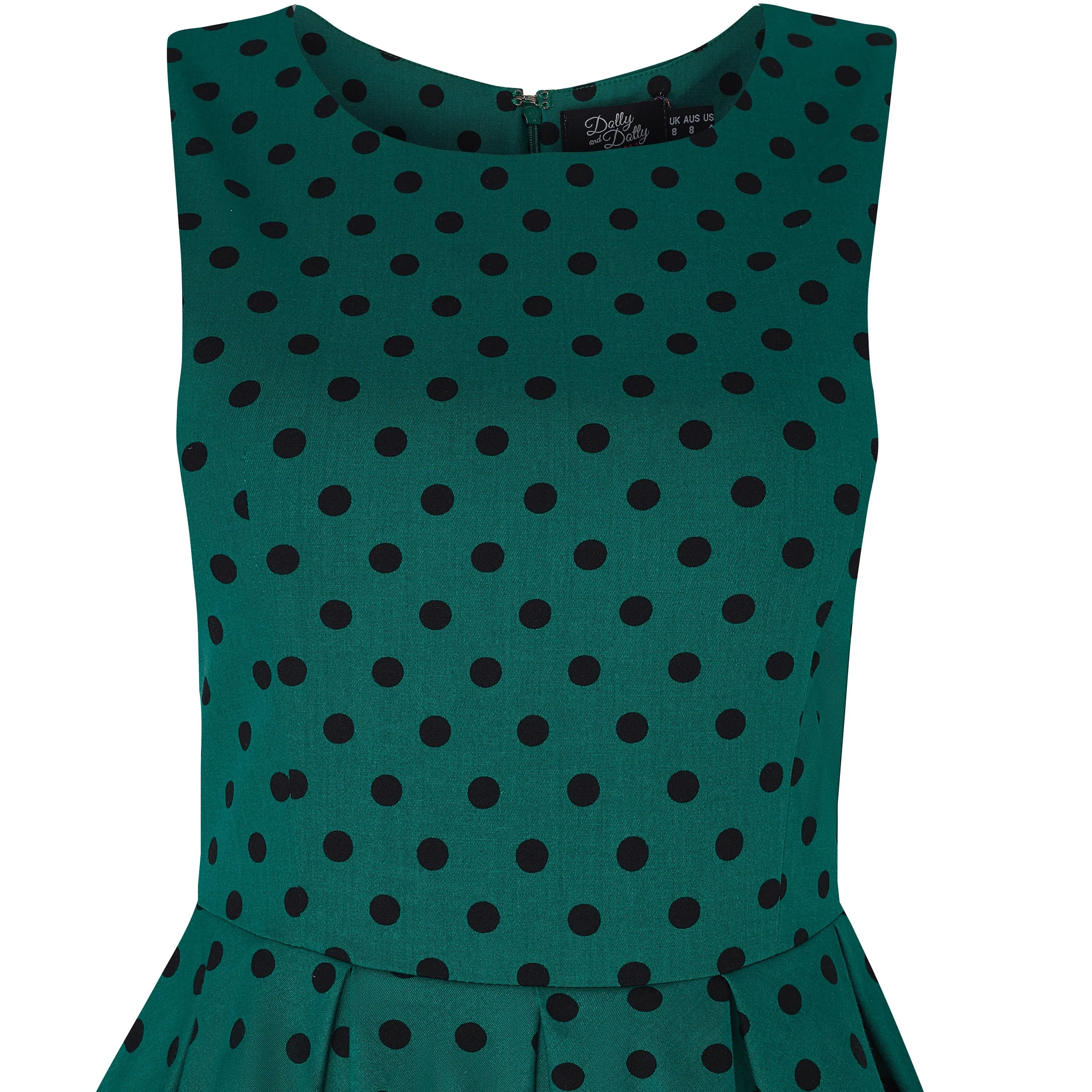 Annie Retro Polka Dot Dress in Green-Black