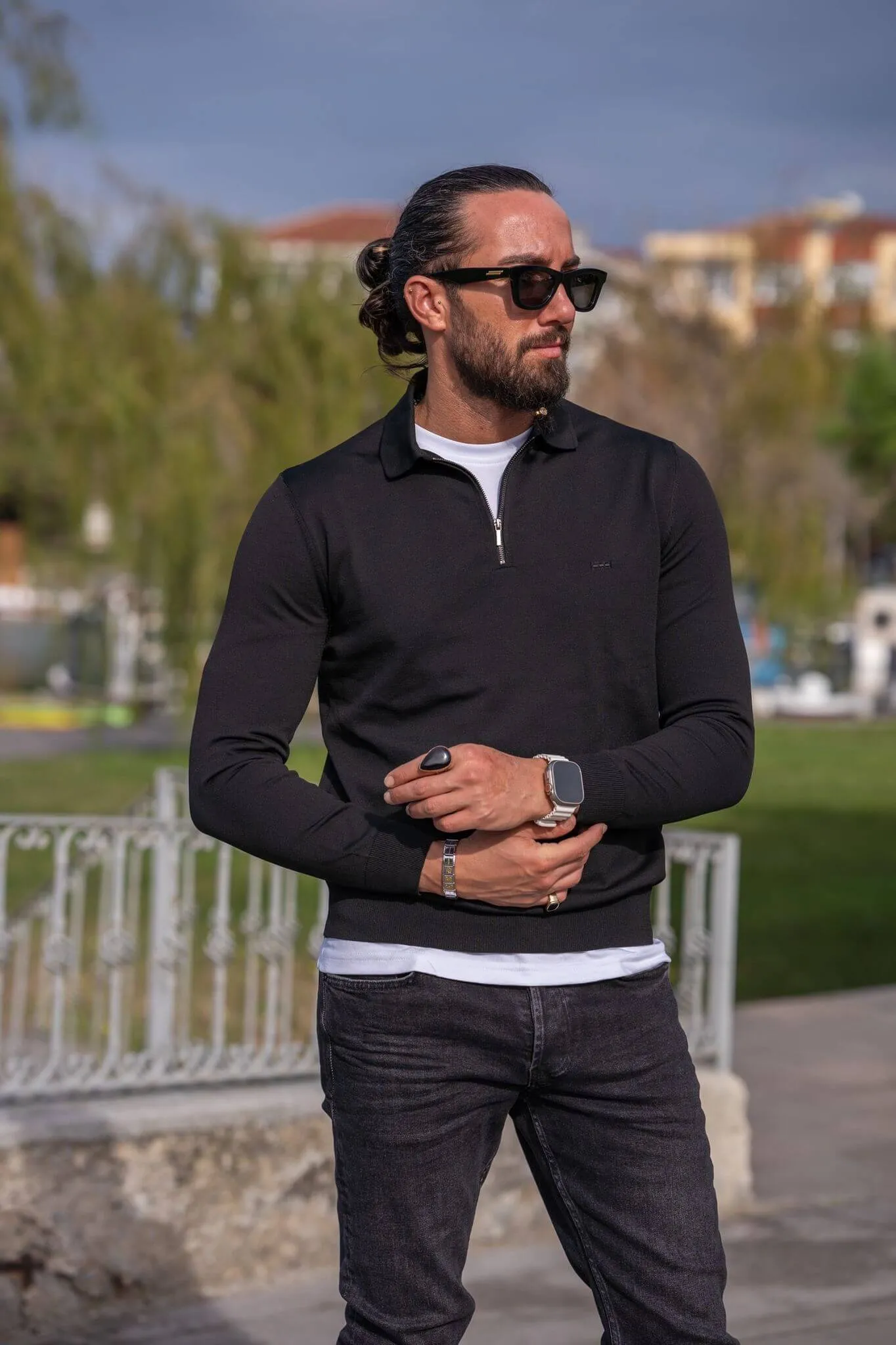 Black Half Zip Knitwear