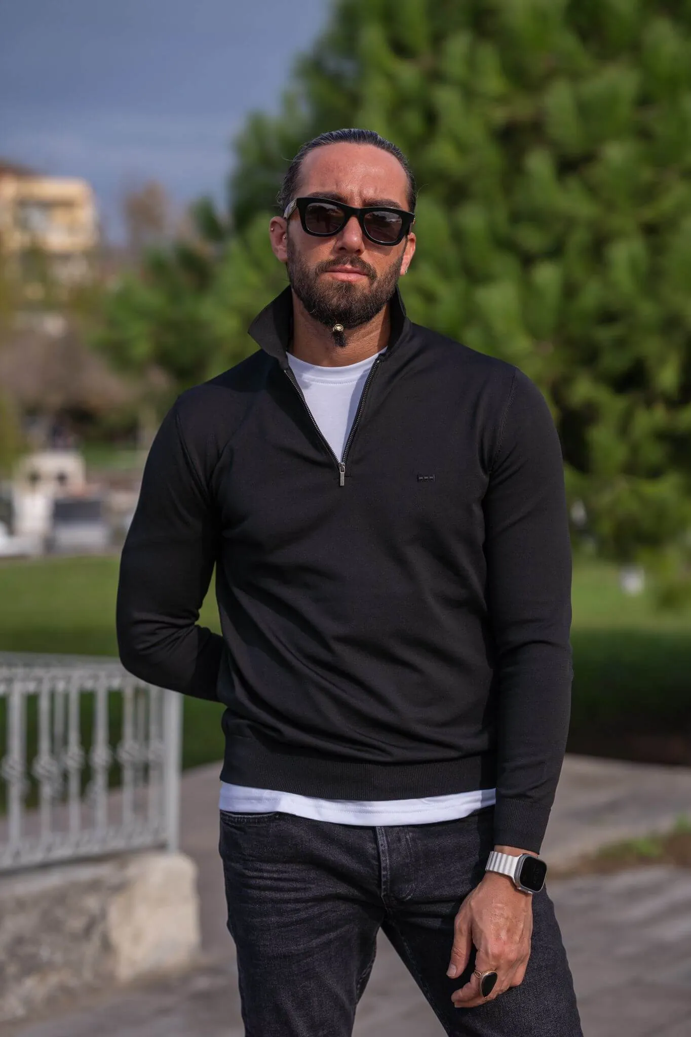 Black Half Zip Knitwear