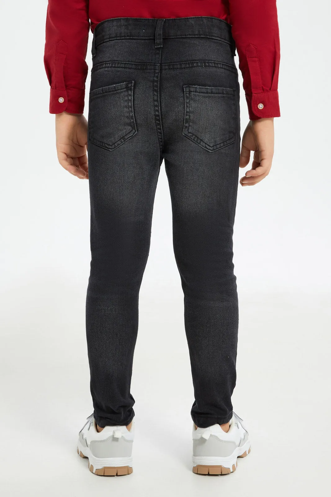 Boys Black Skinny Fit Ripped Jeans