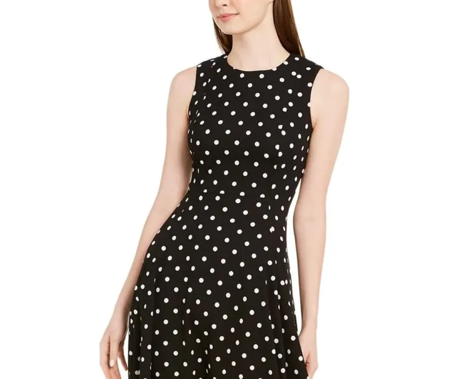 CALVIN KLEIN Women's Polka Dot Fit & Flare Dress