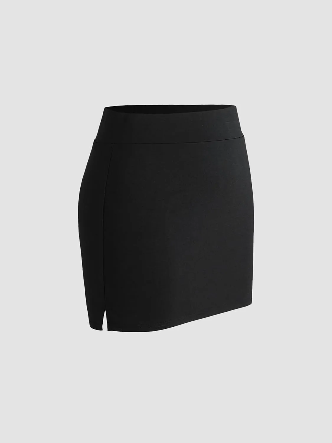 CIDER Solid Slit Mini Skirt