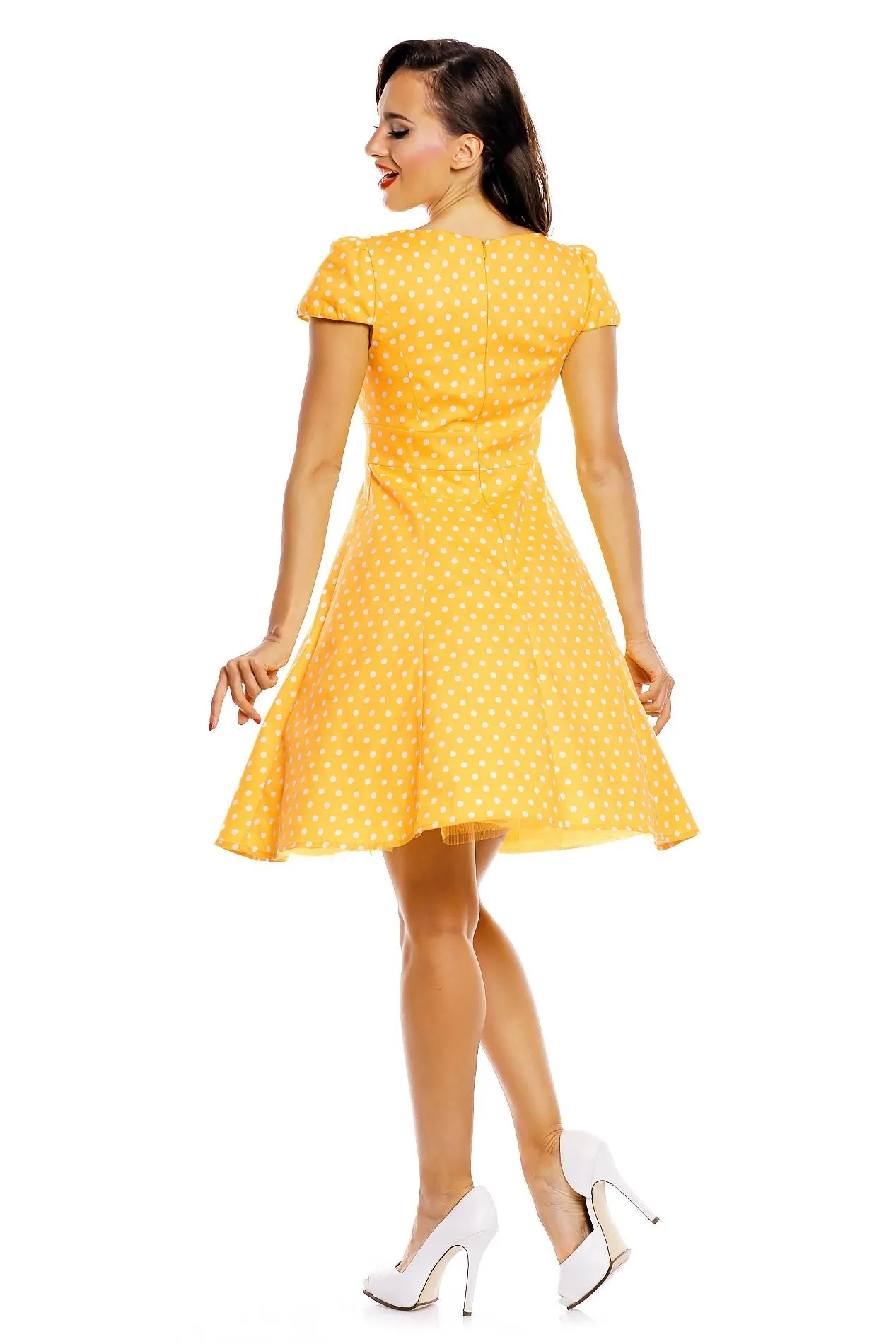 Claudia Flirty Fifties Style Dress in Yellow
