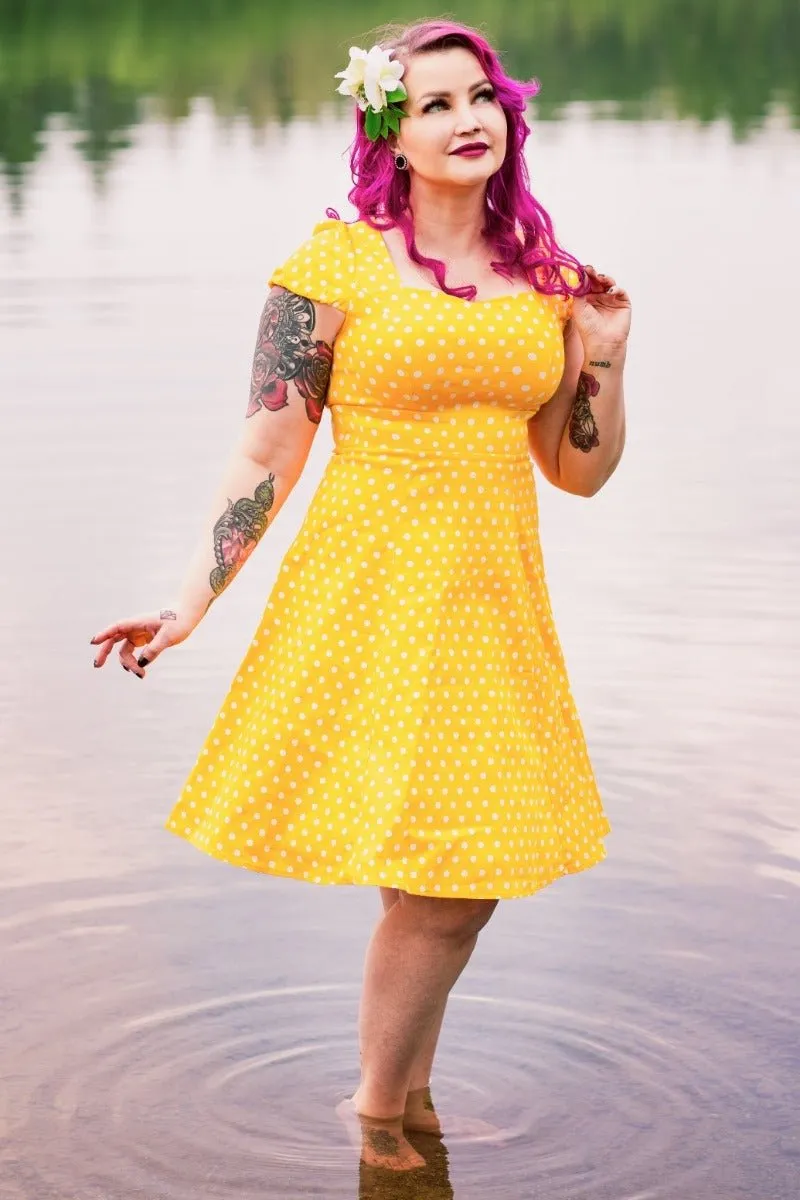 Claudia Flirty Fifties Style Dress in Yellow