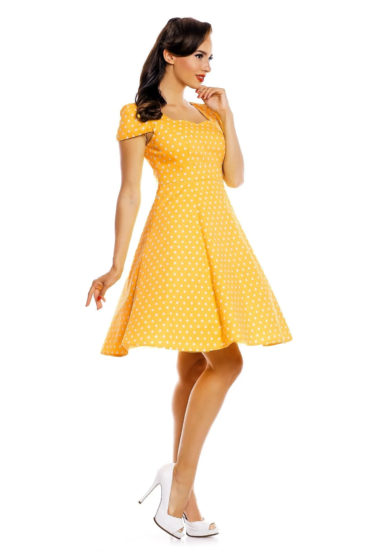 Claudia Flirty Fifties Style Dress in Yellow