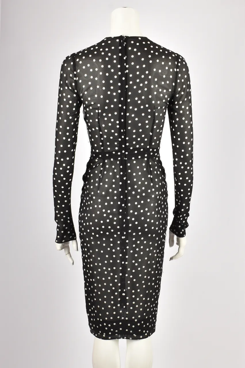DOLCE & GABBANA POLKA DOT SHEER MIDI DRESS