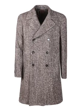 Double-breasted brown/white coat