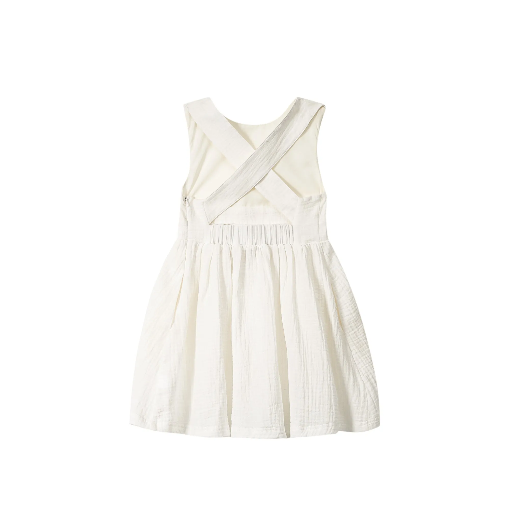 Girl Pinafore Gauze Dress - Off-White