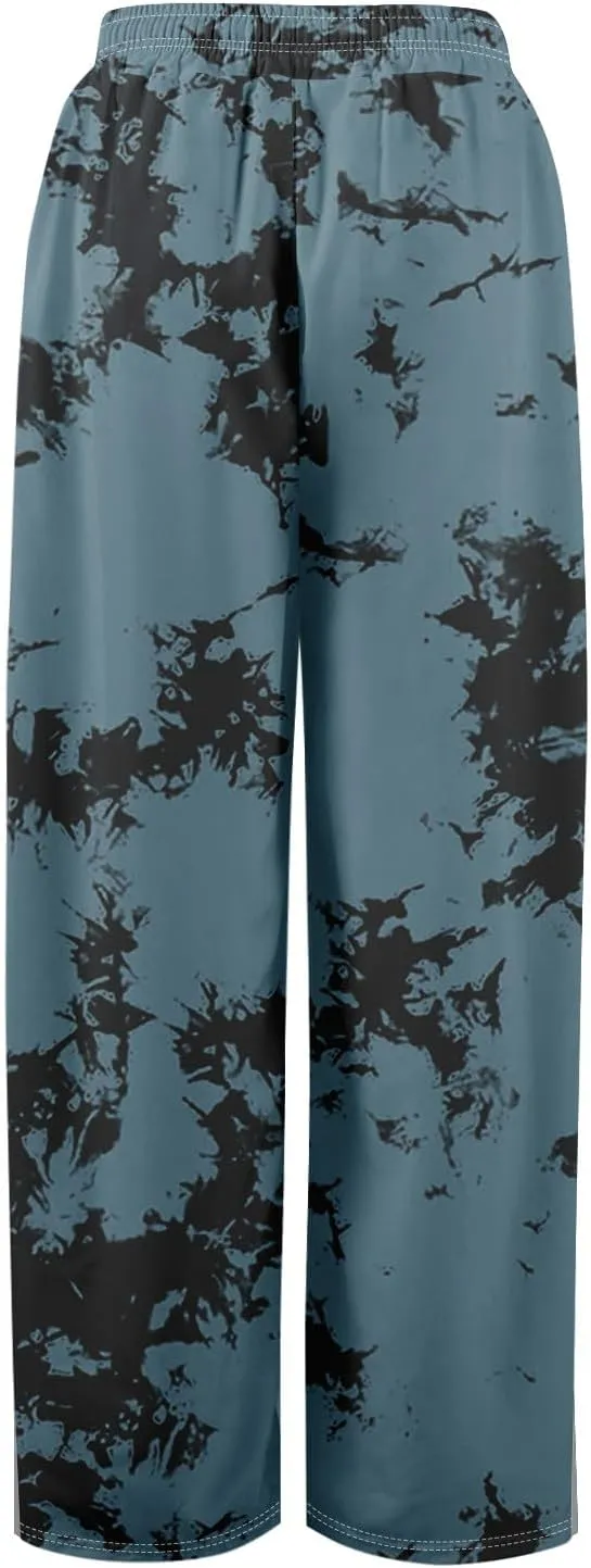 GOFULY Wide Leg Flowy Pants for Women Summer 2025 Beach Palazzo Pants High Elastic Waist Drawstring Side Slit Pockets Trouser