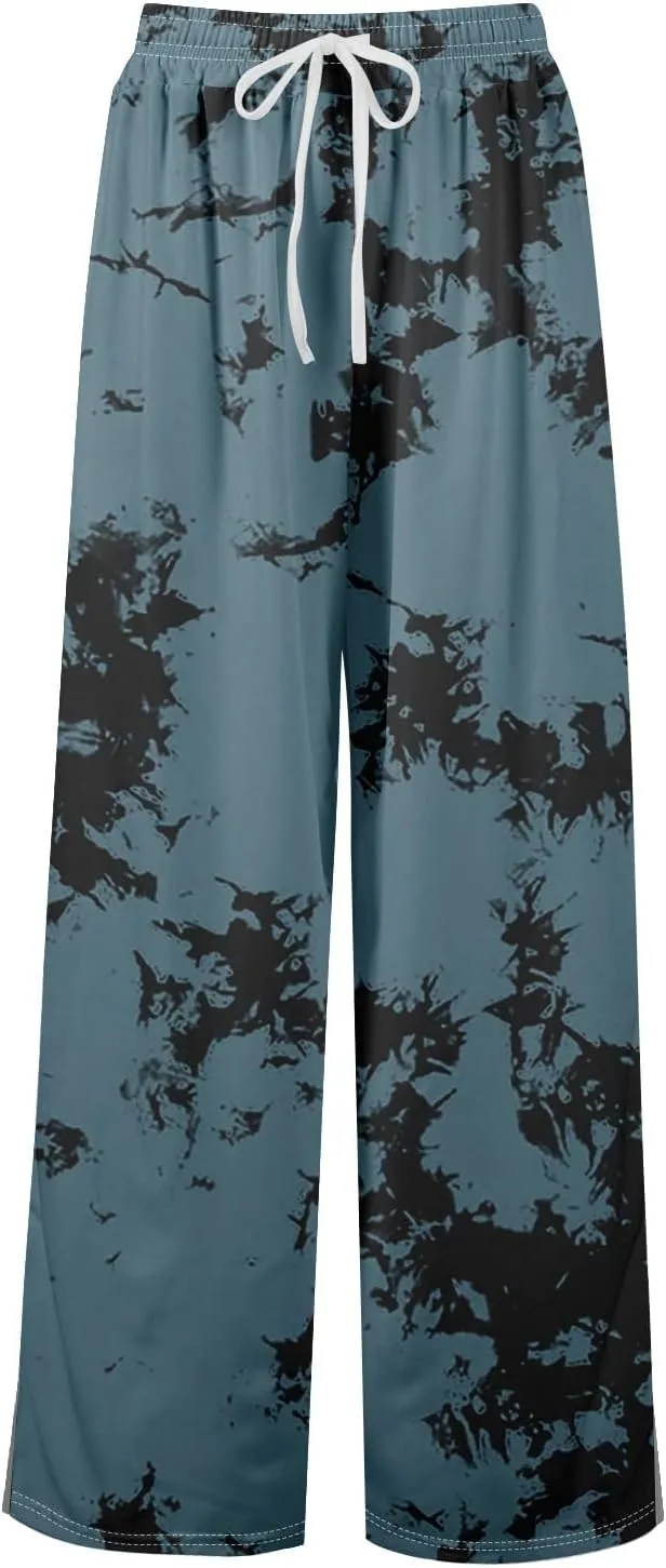 GOFULY Wide Leg Flowy Pants for Women Summer 2025 Beach Palazzo Pants High Elastic Waist Drawstring Side Slit Pockets Trouser