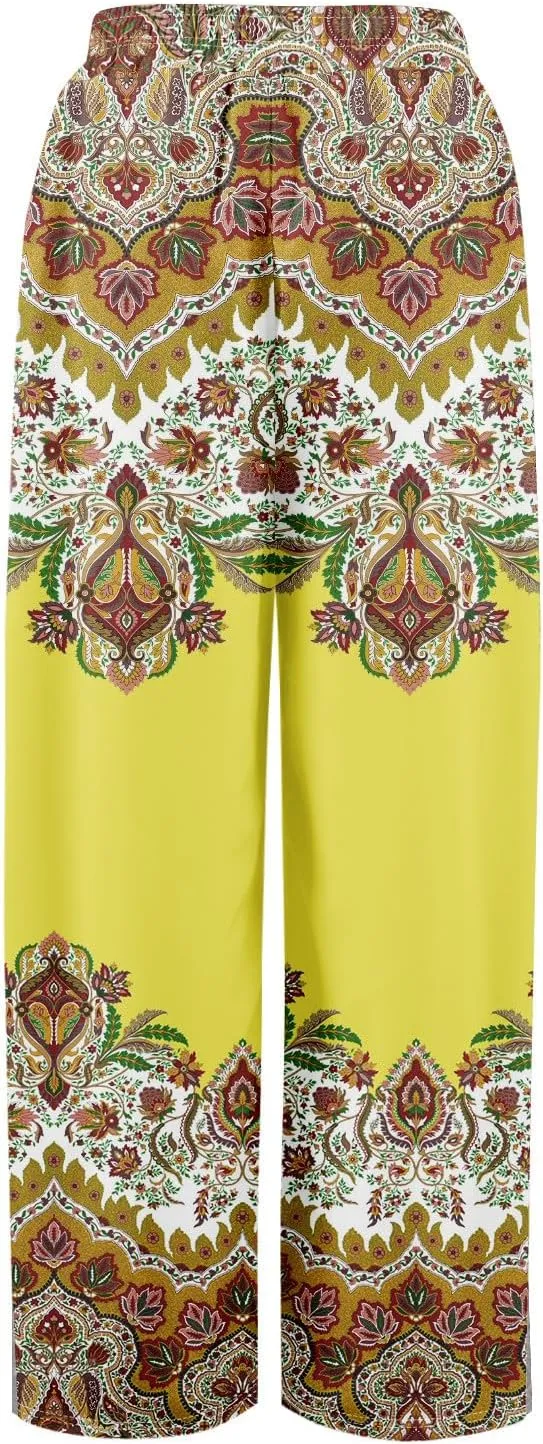 GOFULY Wide Leg Flowy Pants for Women Summer 2025 Beach Palazzo Pants High Elastic Waist Drawstring Side Slit Pockets Trouser