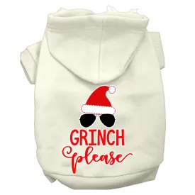 Grinch Please Screen Print Dog Hoodie Cream L (14)