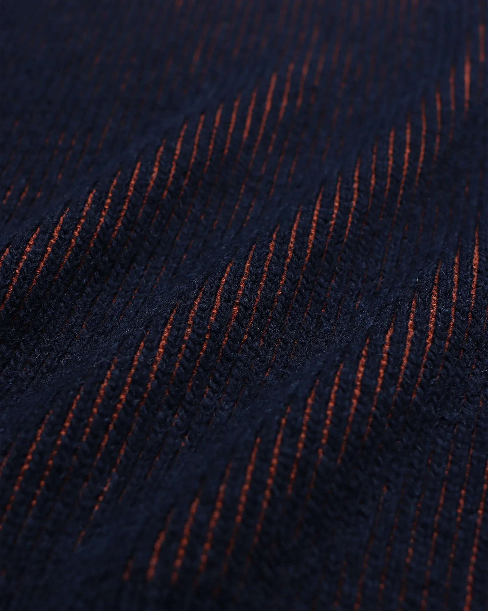 Hamish Ribbed Knit - Navy Iris / Burnt Orange