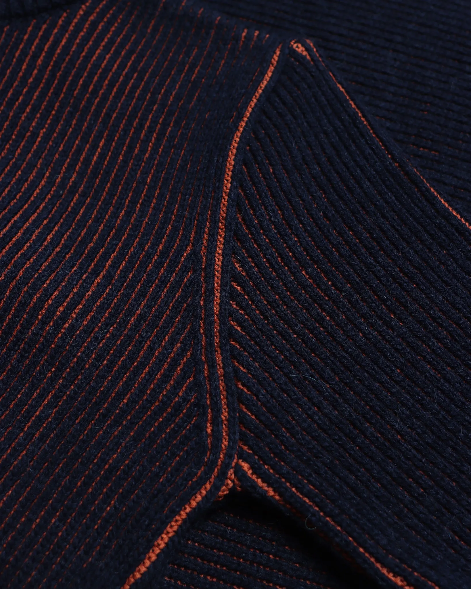 Hamish Ribbed Knit - Navy Iris / Burnt Orange