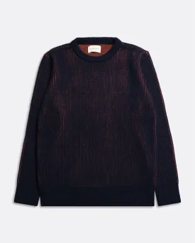 Hamish Ribbed Knit - Navy Iris / Burnt Orange