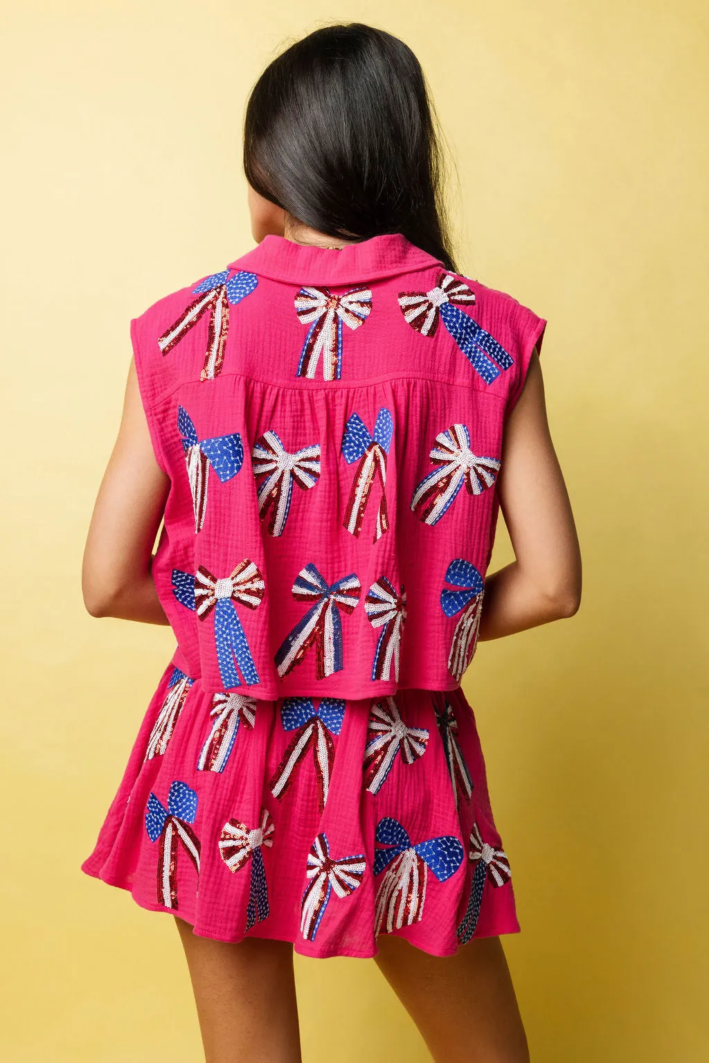 Hot Pink USA Bow Gauze Skirt