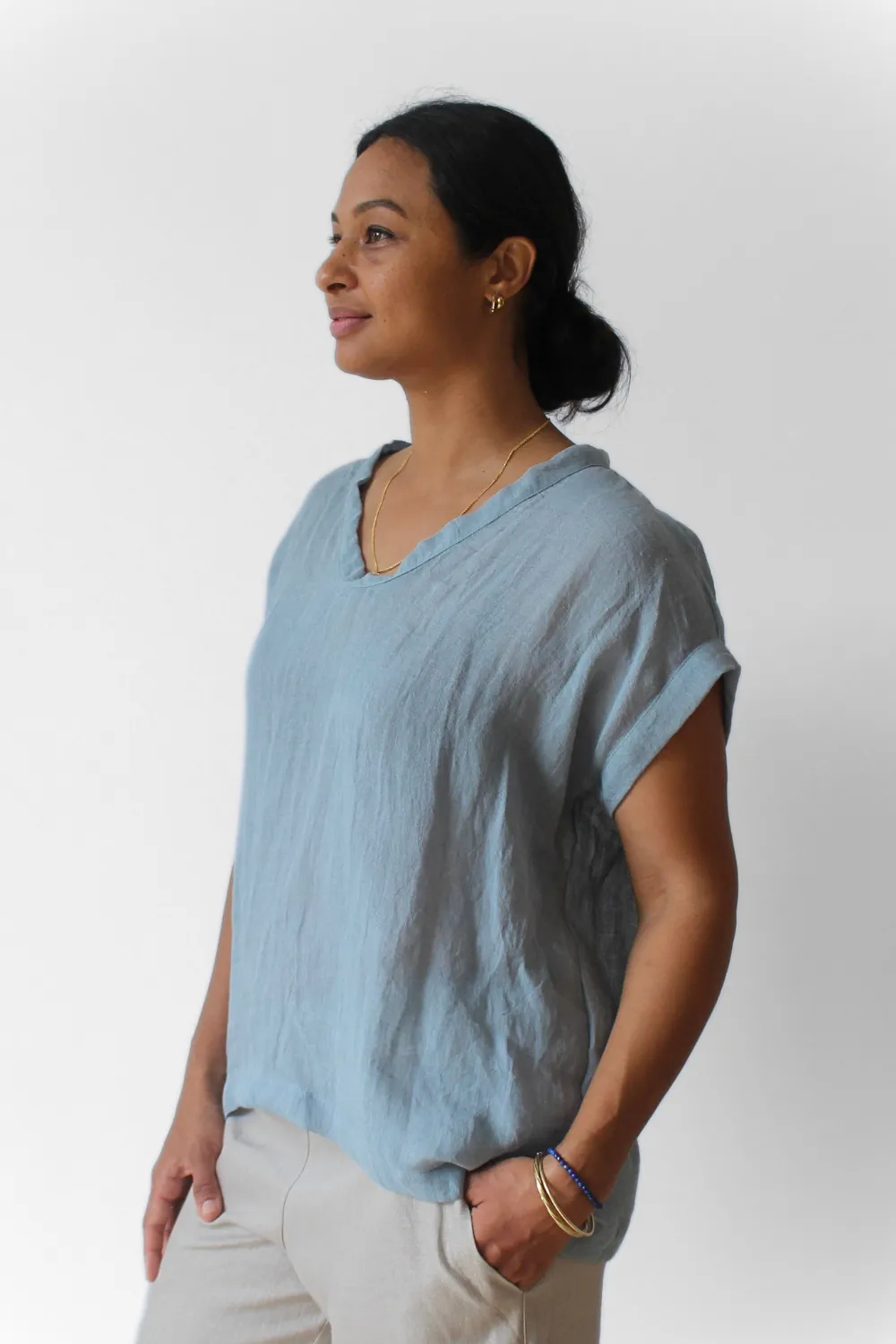 Imogen Gauze Top in Mist