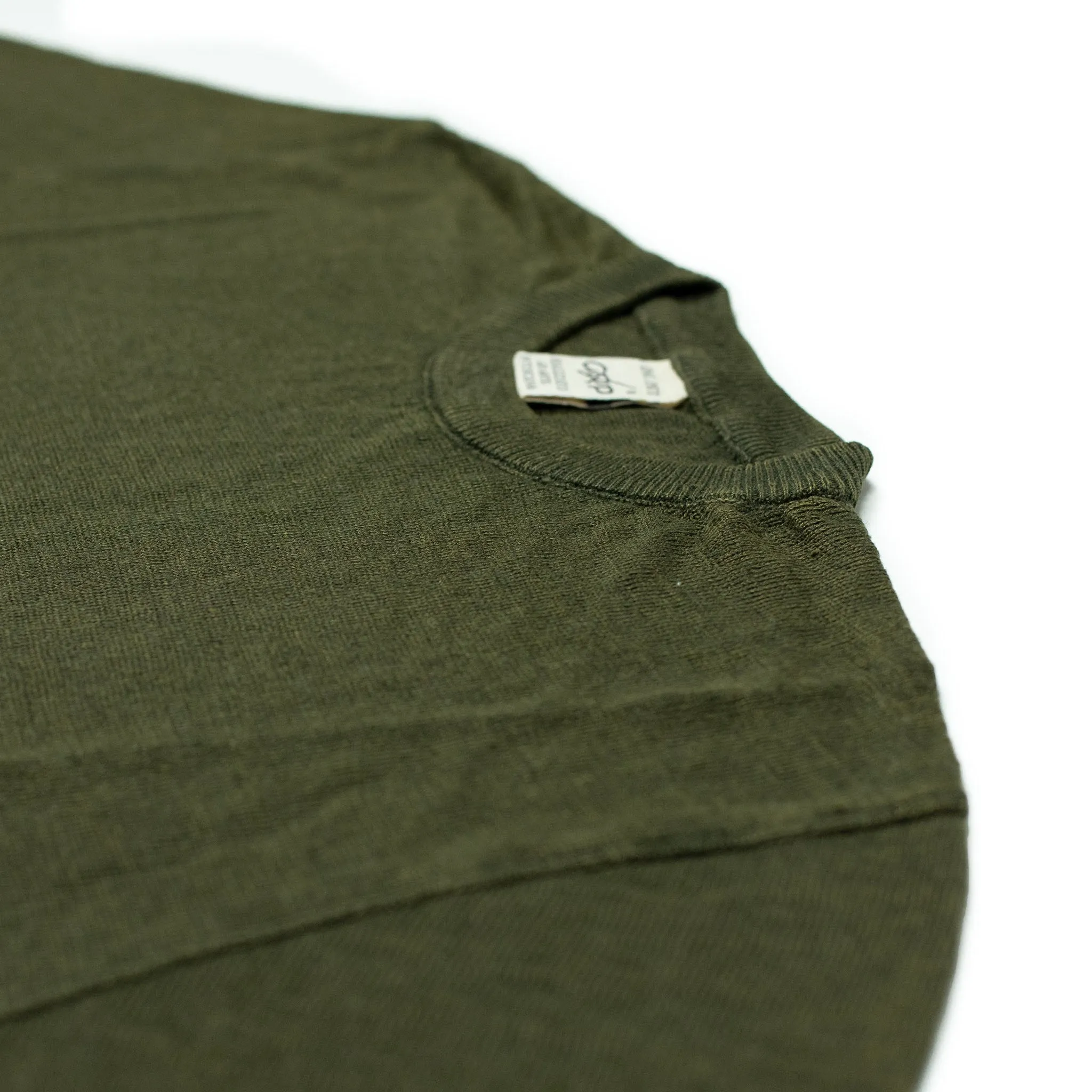 Knit short sleeve linen crew neck tee, dark green (restock)