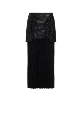 LIGHT SERGE LACE-UP DETAIL SKIRT
