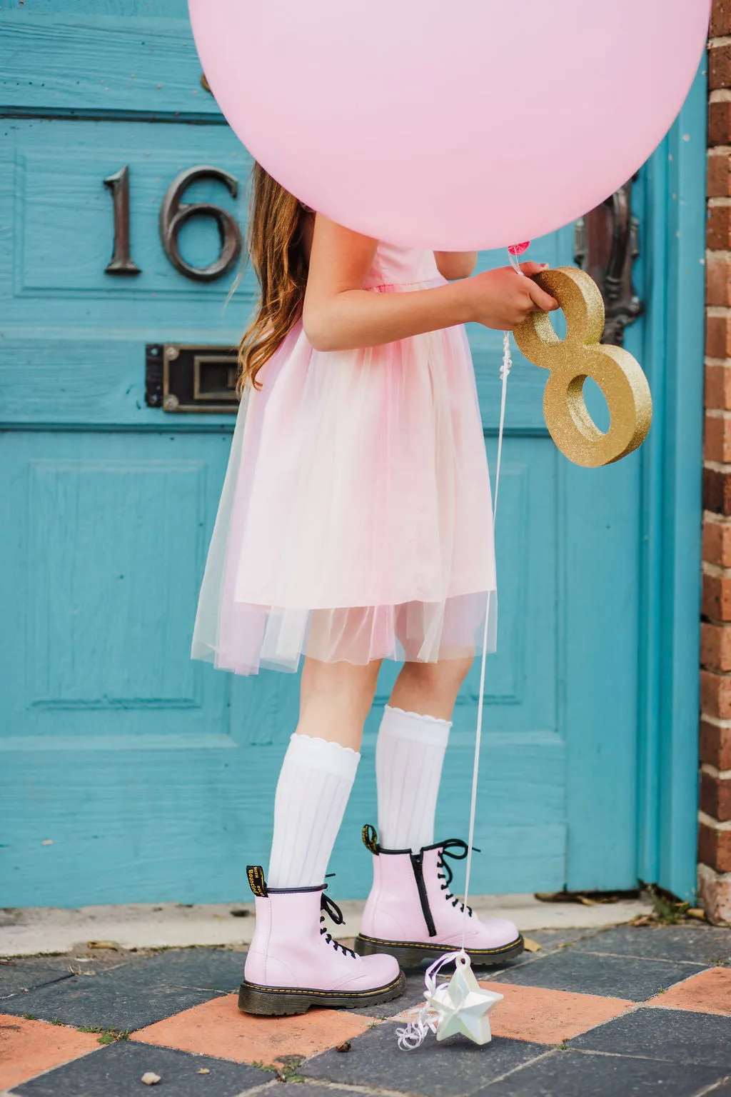 Little Girl's Pink Ombre Flutter Sleeve Tulle Dress