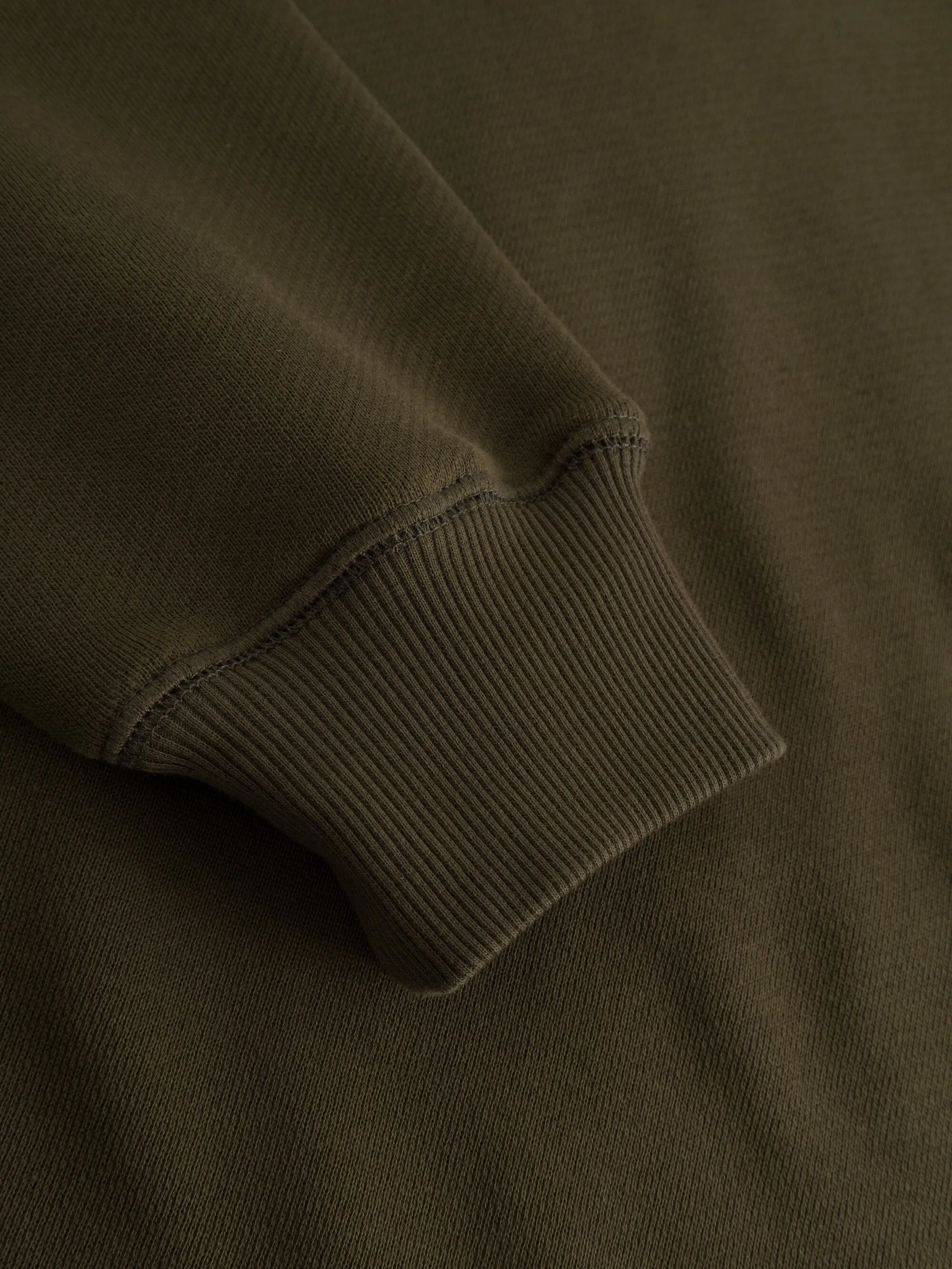 Loose fit hood kangaroo pocket sweat with embroidery at chest - Dark Olive
