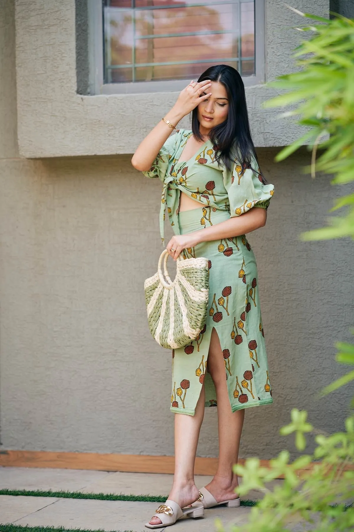 Lotus Stem- High Waist Handloom Cotton Skirt
