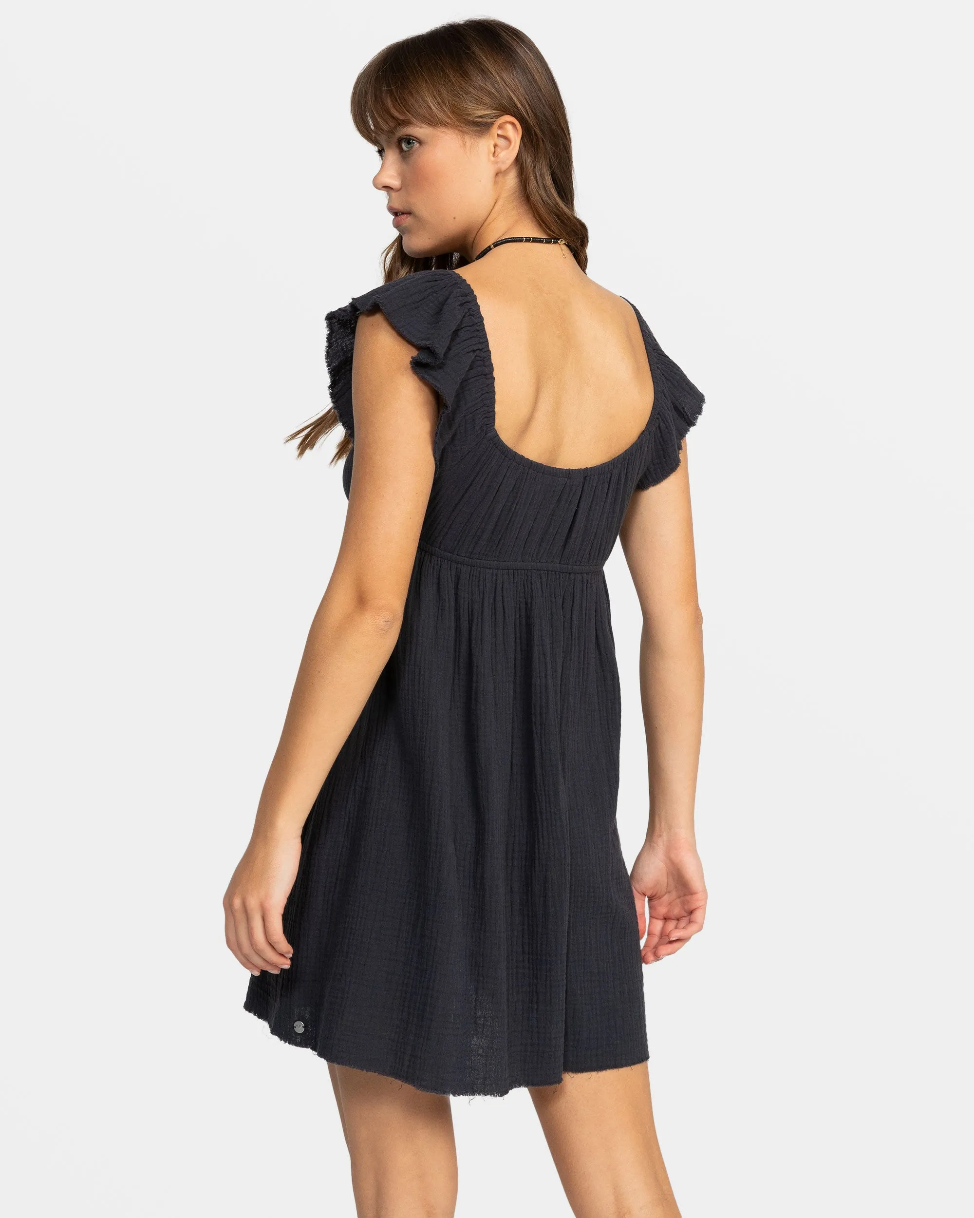 Luna Flutter Sleeves Mini Dress - Phantom