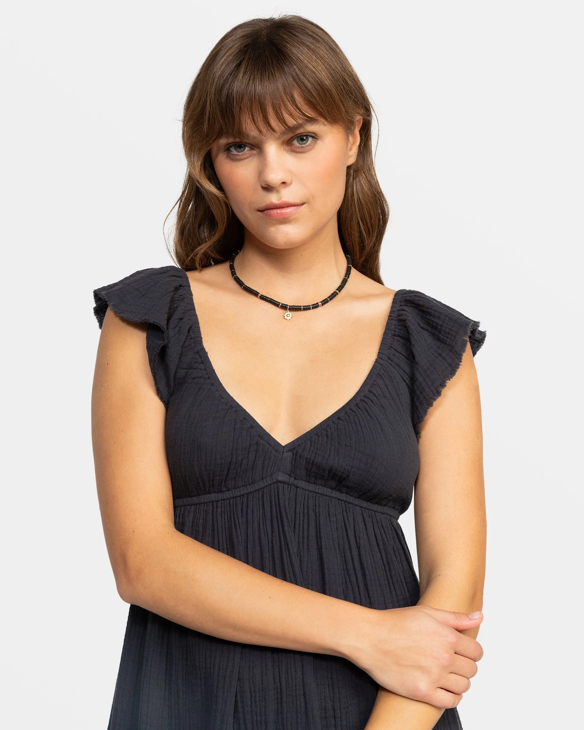 Luna Flutter Sleeves Mini Dress - Phantom
