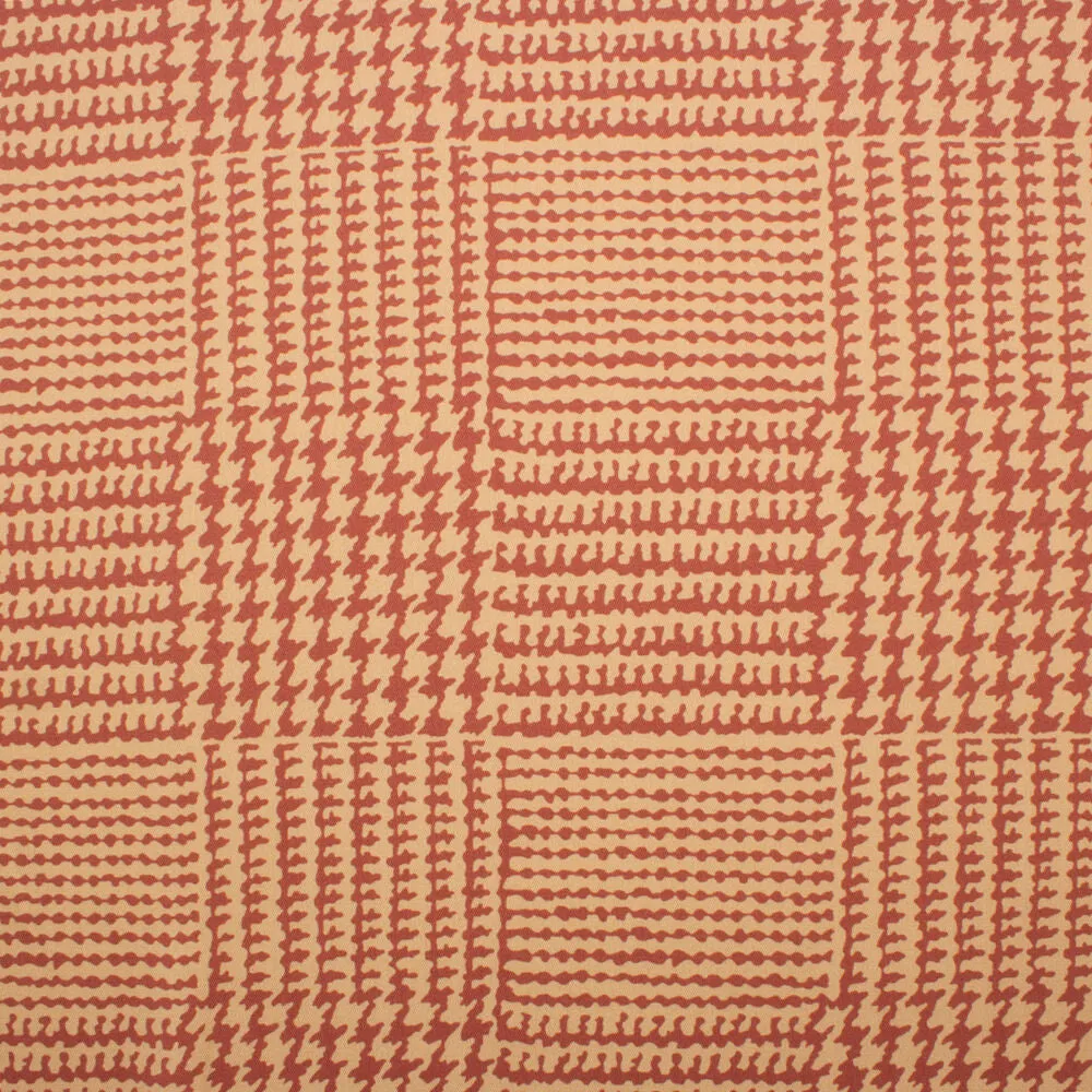 Maroon/Beige Houndstooth Silk Crêpe de Chine