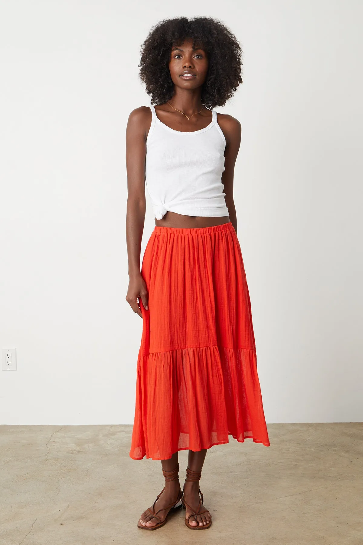 MCKENNA COTTON GAUZE TIERED SKIRT