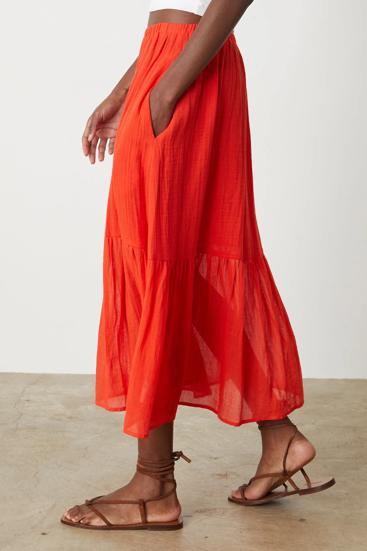MCKENNA COTTON GAUZE TIERED SKIRT