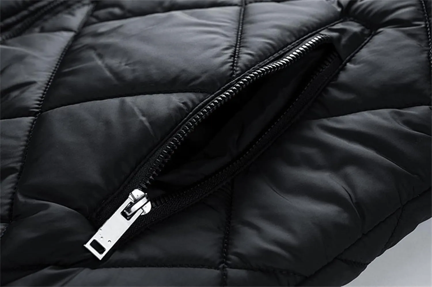 Mens Bomber Jackets Diamond Quilted Fall Winter Puffer Jacket Rib Varsity Lightweight Padded Coats for Men