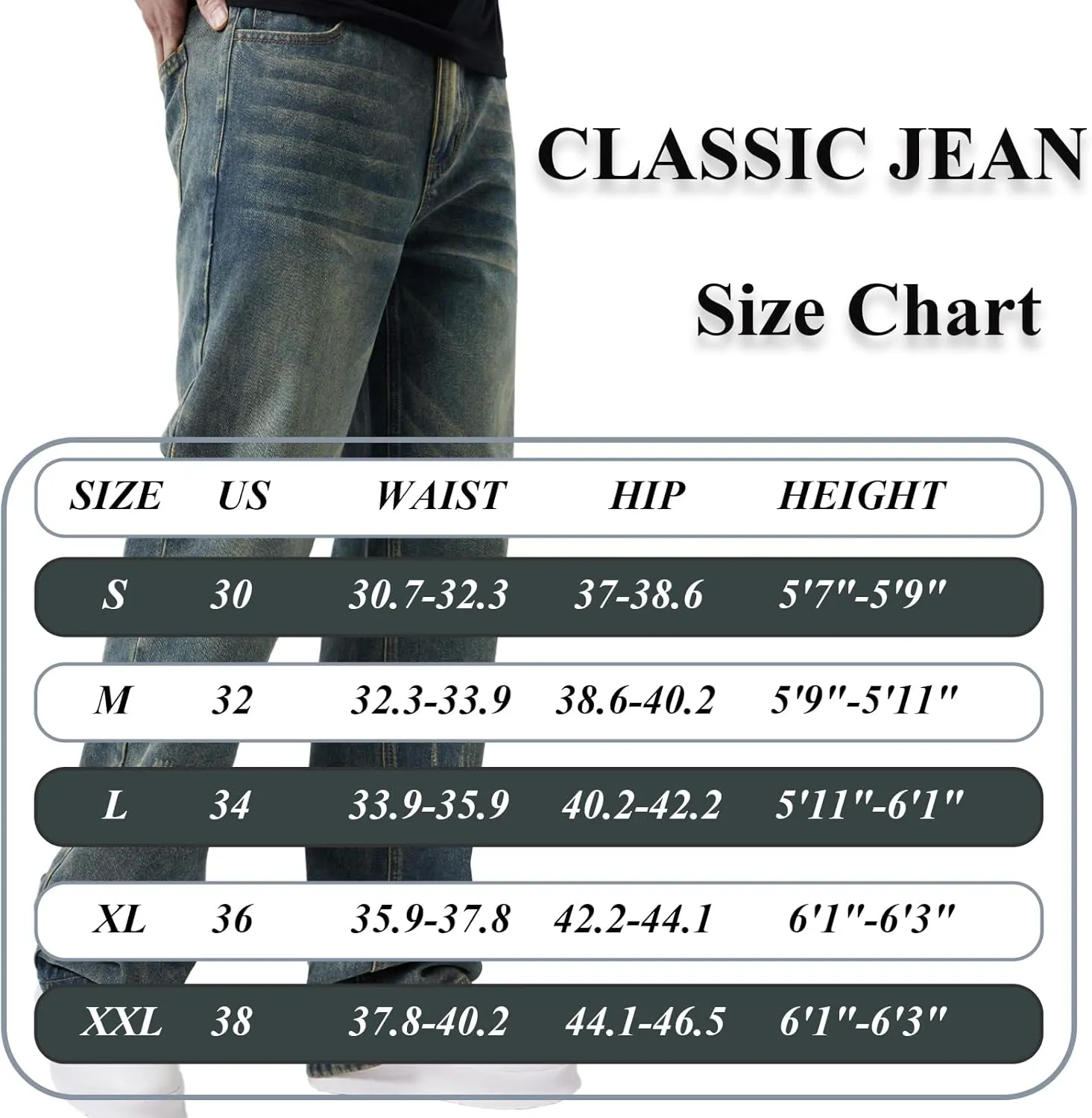 Men's Classic Jeans Relaxed Fit Jeans - Straight Leg Stretch Denim Pants with Comfort Flex Waist