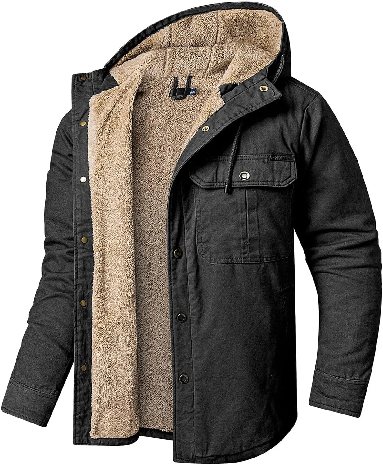Mens Windproof Jacket 2023 Winter Warm Fleece Lined Mountain Sport Coats for Men Hooded Windbreaker Jackets Outdoor Overcoat