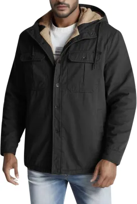 Mens Windproof Jacket 2023 Winter Warm Fleece Lined Mountain Sport Coats for Men Hooded Windbreaker Jackets Outdoor Overcoat