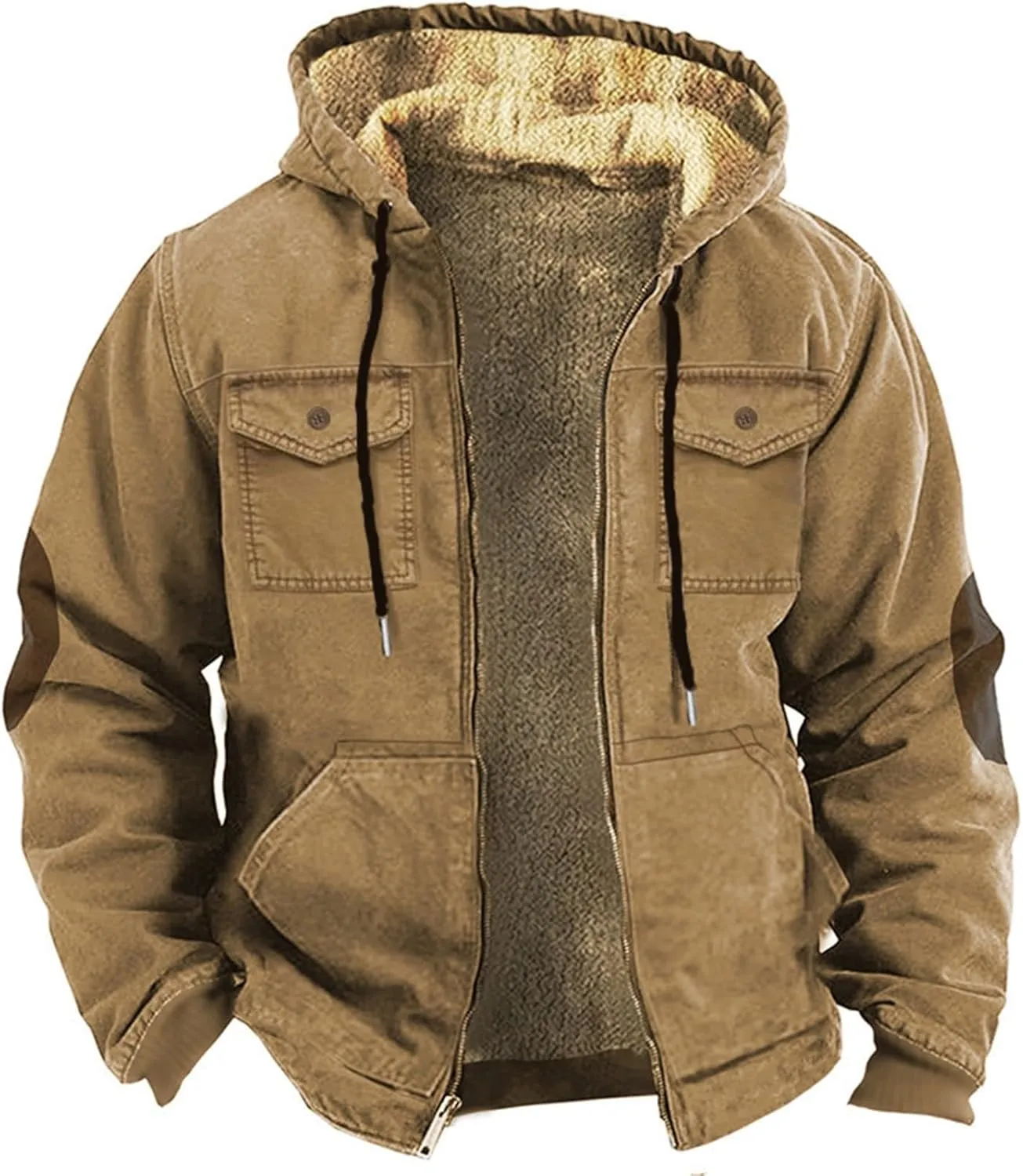 Mens Winter Coats Warm Jacket with Hood Pocket Western Cowboy 3D Printed Hooded Puffy Hooded Insulated Thicken