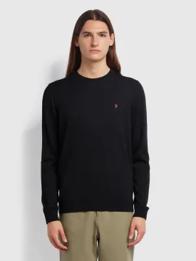Mullen Merino Wool Crew Neck Sweater In Black