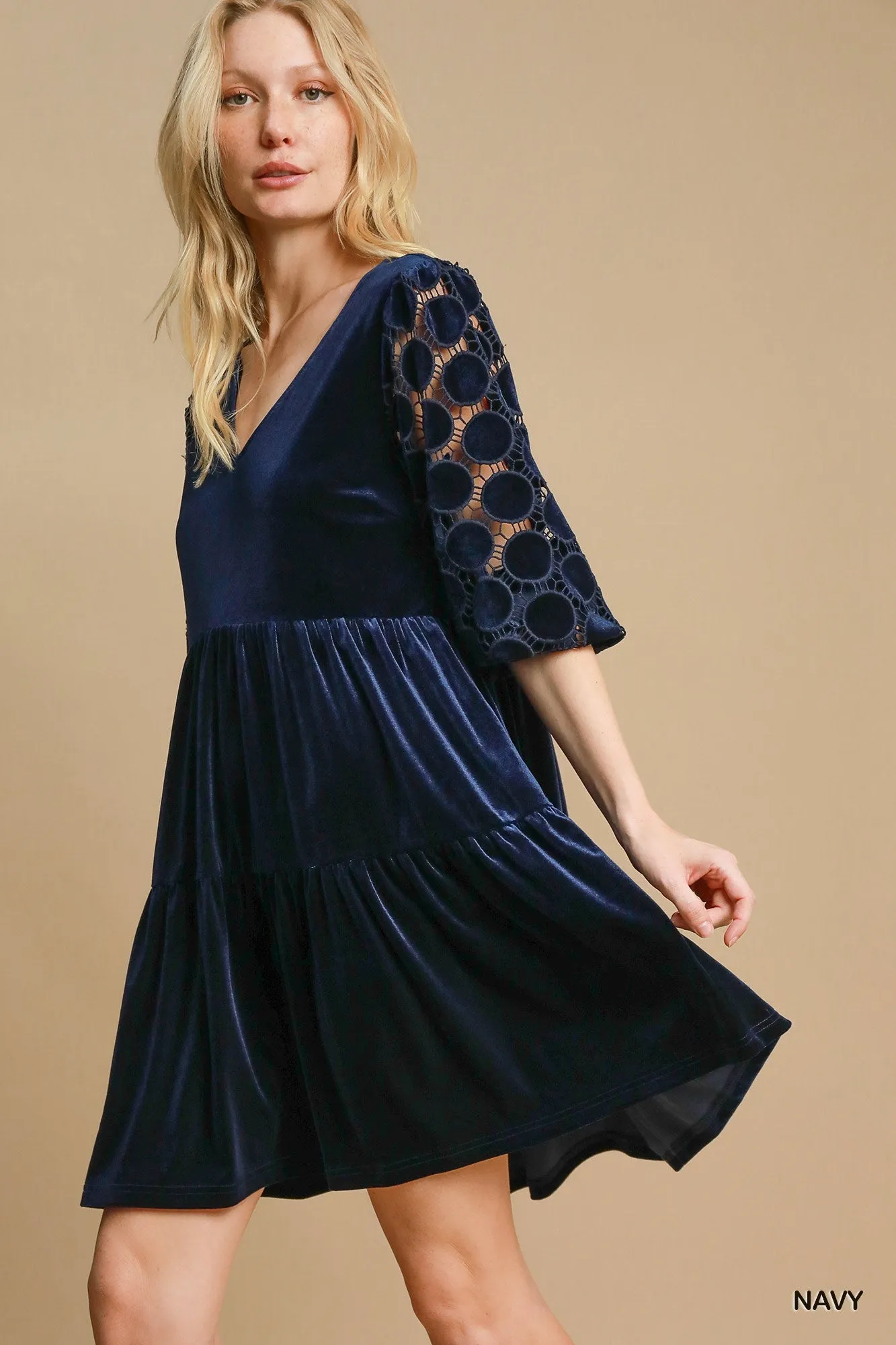 Navy Velvet Mini Dress