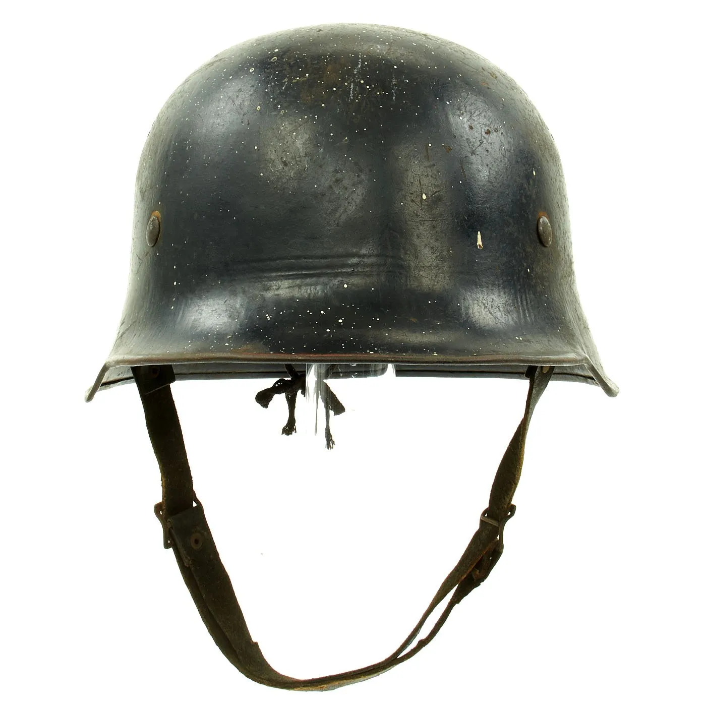 Original German WWII Battle Damaged M34 Square Dip NSDAP Civic Police Steel Helmet