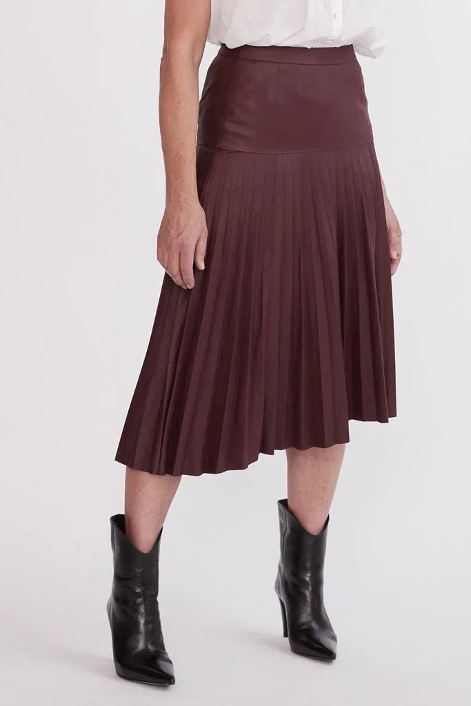 Park Avenue Pleat Skirt Shiraz Leather - SAMPLE