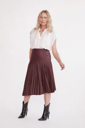 Park Avenue Pleat Skirt Shiraz Leather - SAMPLE