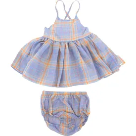 Party Dress - Blue Madras Plaid