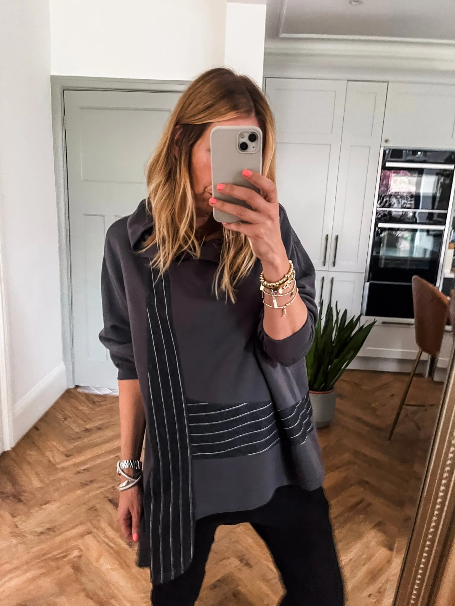 Pinstripe Detailed Jersey Hoodie
