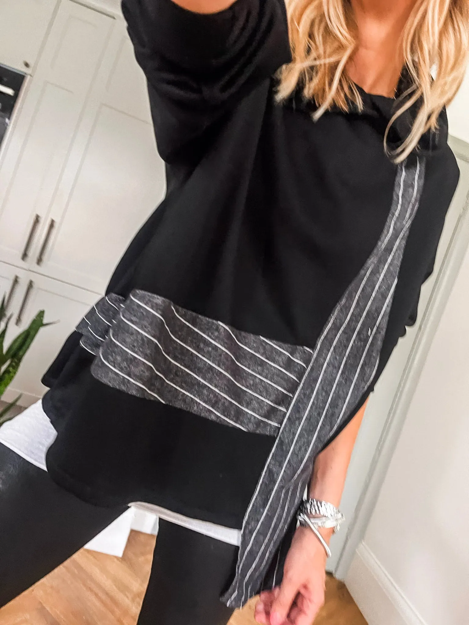 Pinstripe Detailed Jersey Hoodie